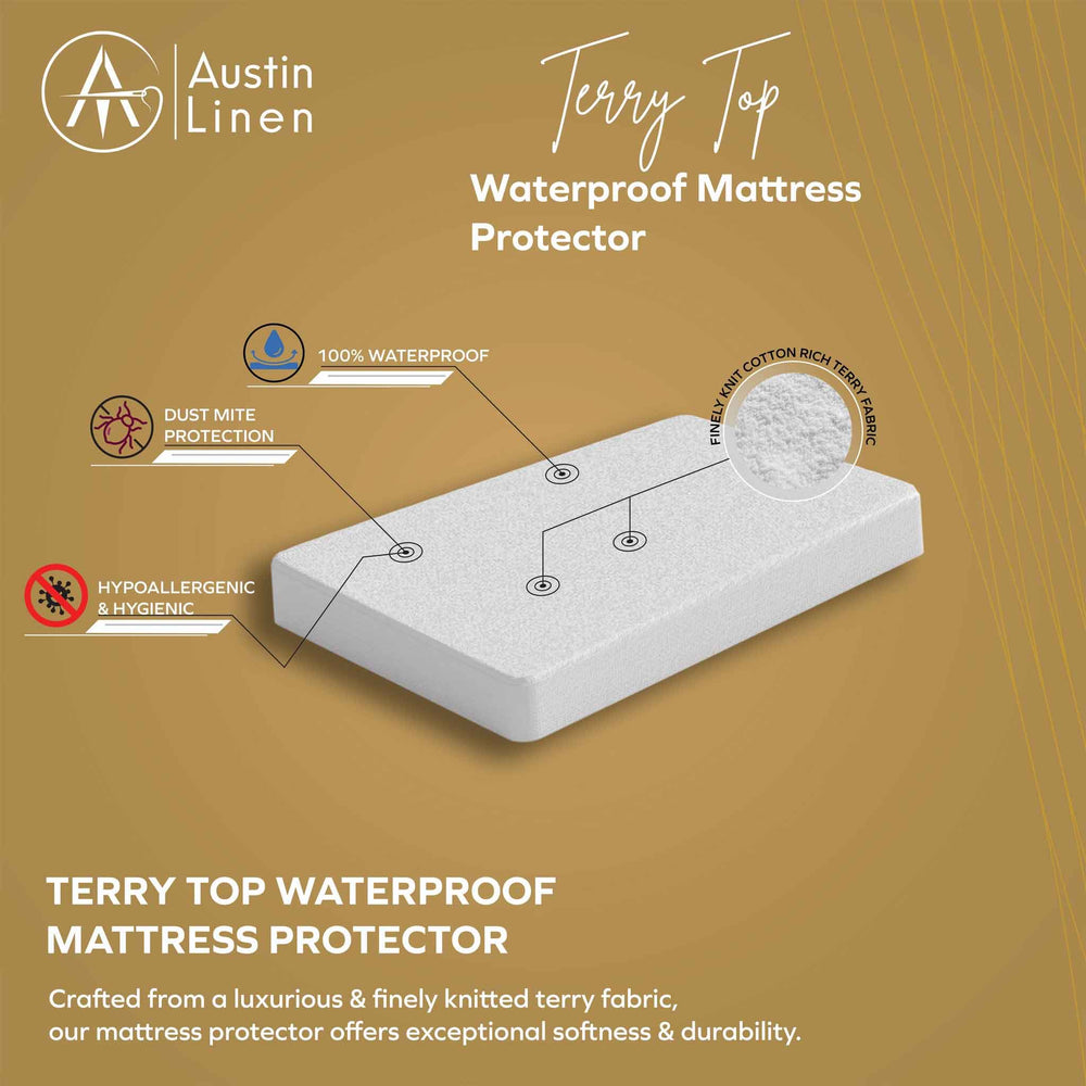 Cotton Terry Top Waterproof Mattress Protector USA
