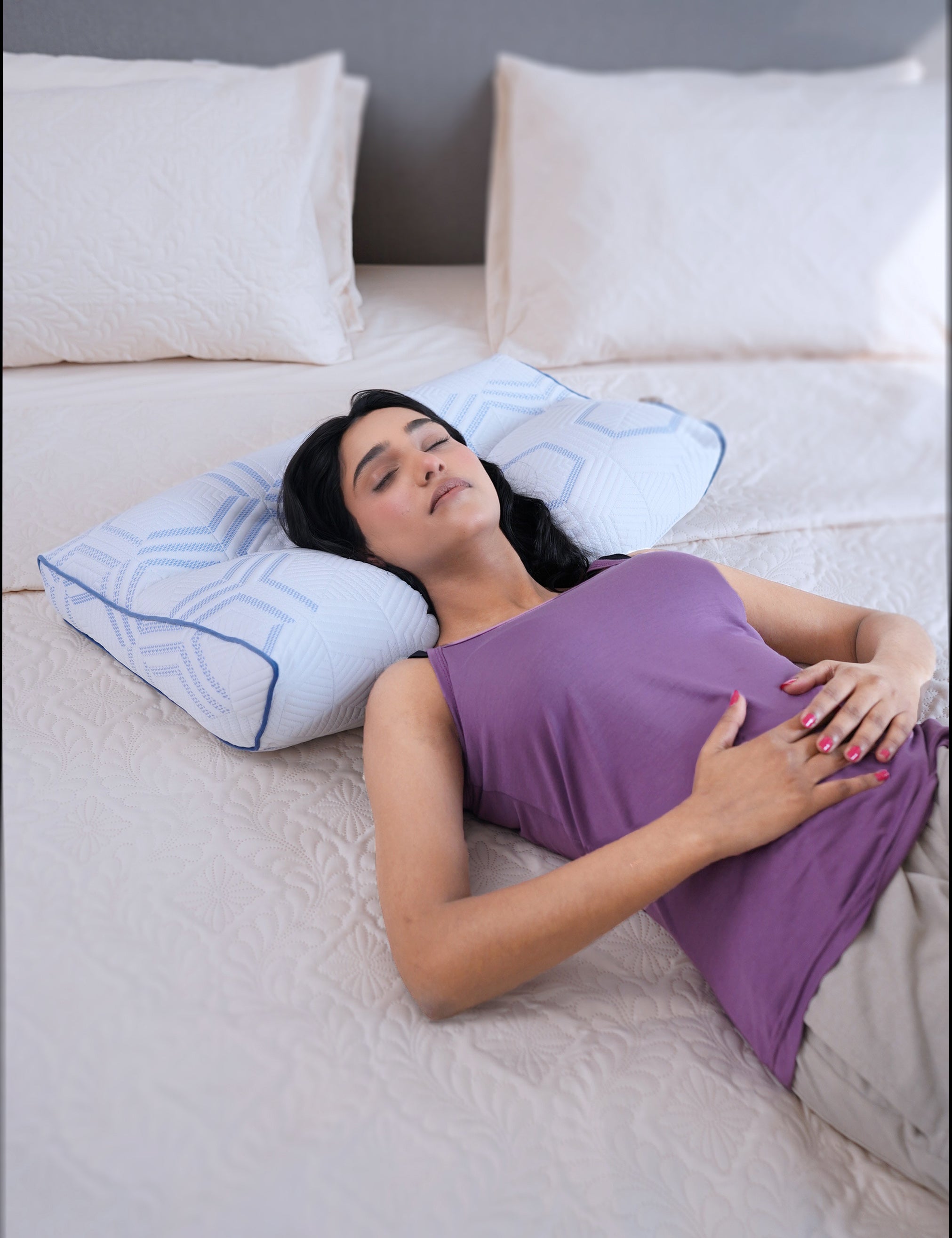 IceSilk Paratelk Cooling Cervical Pillow - Side Sleeper & Neck